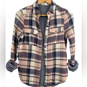 PAIGE Plaid Button Up Shirt Lightweight Cotton XS